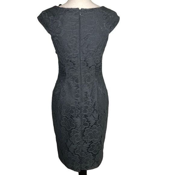 Adrianna Papell Gray Lace Sheath Dress - Picture 3 of 15